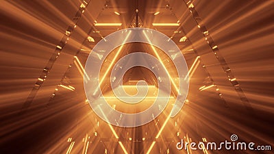 Futuristic background of neon lights with sparkles and glowing golden lines Stock Photo