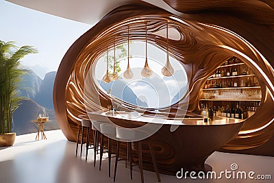 futuristic bar inside a beautiful house generated by Ai Stock Photo