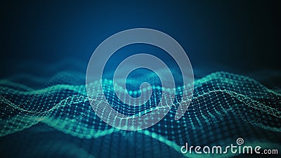 Futuristic big data technology background with glowing digital wave patterns symbolizing data flow, AI, quantum computing, and Stock Photo