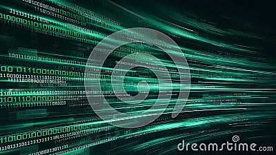 Futuristic Binary Data Stream Cyberspace Tech Background Stock Photo