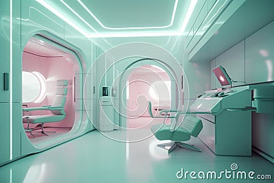 Futuristic Bionic Design with Mint Green and Blush Pink Accents Stock Photo