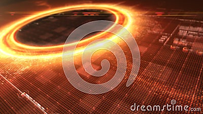 Futuristic Black Hole Simulation HUD Stock Photo