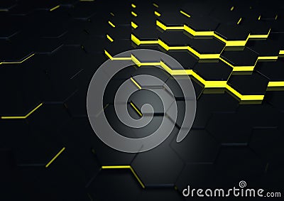 Futuristic Black Reflective Surface Abstract 3d Render Stock Photo