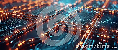 Futuristic blockchain network with glowing connections abstract cyber concept symbolizing digital evolution Stock Photo