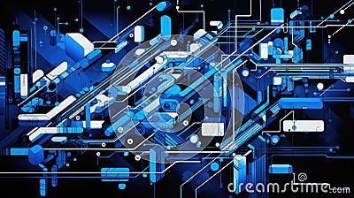 Futuristic Blue Circuitry and Technology Abstract Background Stock Photo