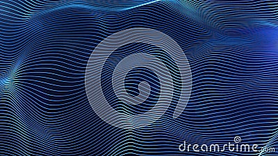 Futuristic blue glowing lines particles wave abstract background Stock Photo