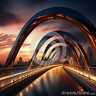 Futuristic Bridge or Tunnel: Where Steel Meets Artistry Stock Photo