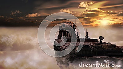 Futuristic building over the clouds Stock Photo