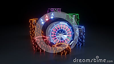 Futuristic Casino Concept Three Aces - 3D Illustration Stock Photo