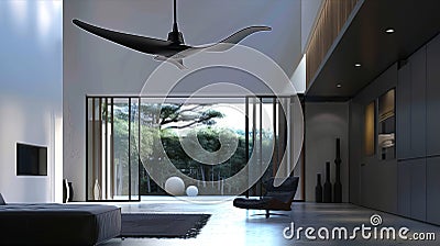 Futuristic Ceiling Fan with Smart Control Stock Photo