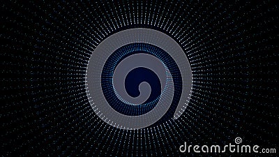 Futuristic circle background, tunnel made of colorful dots and light. Geometric Abstract Shape Loop with Alpha Channel Stock Photo