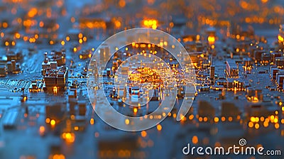 Futuristic Circuit Board Technology Innovation Data Network Digital Electronics Microchip Computer Stock Photo