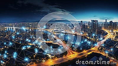 Futuristic City Advanced Communication Realistic Illustration Stock Photo