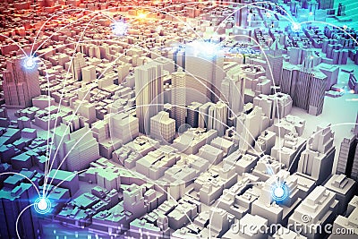 Futuristic city vision. 3D Rendering Stock Photo