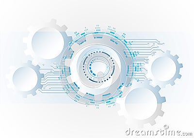 Futuristic clean technology concept, white paper gear wheel tec Vector Illustration