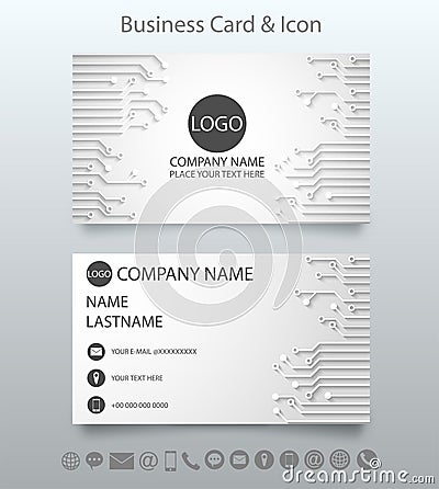 Futuristic clean technology modern creative business card template and icon. Vector Illustration