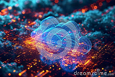 Futuristic Cloud Computing and Digital Data Networks Stock Photo