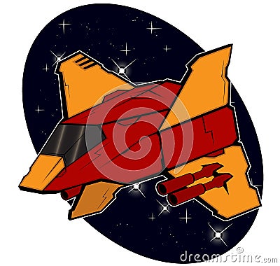 Futuristic combat starship Vector Illustration