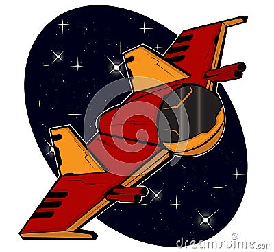 Futuristic combat starship Vector Illustration