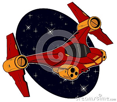 Futuristic combat starship Vector Illustration