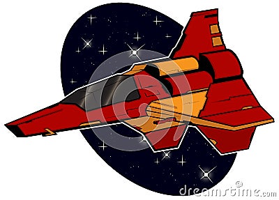 Futuristic combat starship Vector Illustration