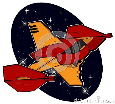 Futuristic combat starship Vector Illustration