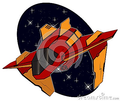 Futuristic combat starship Vector Illustration