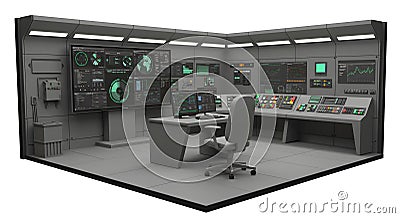 Futuristic command center filled with advanced computer and monitoring system Stock Photo