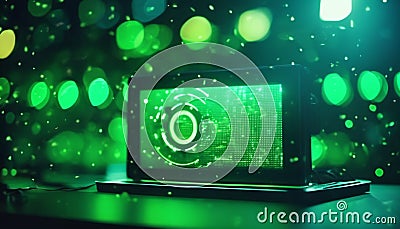 Modern computer with numbers, generative ai Stock Photo