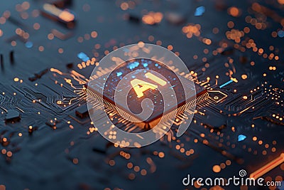 Futuristic and conceptual image representing smart integration, featuring the letters 'AI' Stock Photo