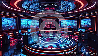 Futuristic control room, high,tech interface, digital command center, Stock Photo, Generative AI Stock Photo