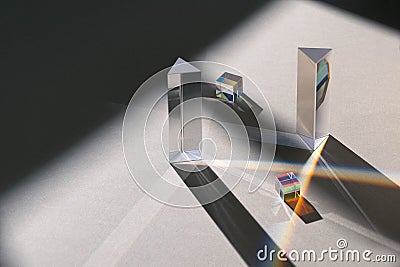 Futuristic cool background with glass prisms and light shadows Stock Photo