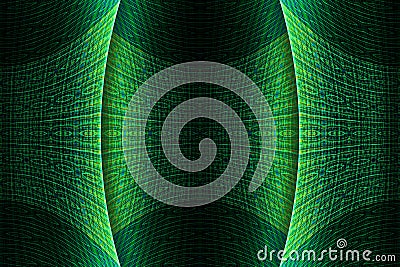 futuristic cultural bright green tribal dimensional metallic glowing space fold Stock Photo