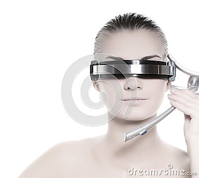 Futuristic cyber online operator Stock Photo