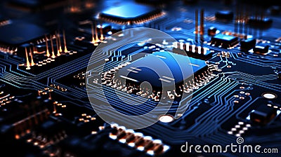 Futuristic cybernetic circuit background with clear and empty space for design projects Stock Photo