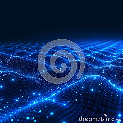 Futuristic cyberspace matrix technological blue background, dot and line connection Stock Photo