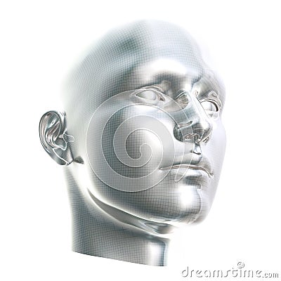 Futuristic Cyborg Head Stock Photo