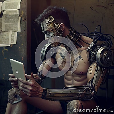 Futuristic cyborg robot human hybrid technology Stock Photo