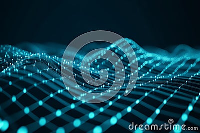 A futuristic 3D abstract background featuring an endless array of floating, transparent cubes Stock Photo