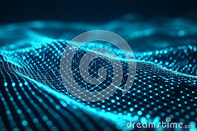 A futuristic 3D abstract background featuring an endless array of floating, transparent cubes Stock Photo