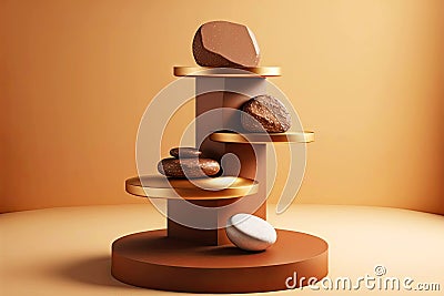Futuristic 3D art abstract original shape with yellow pink backlight Stock Photo
