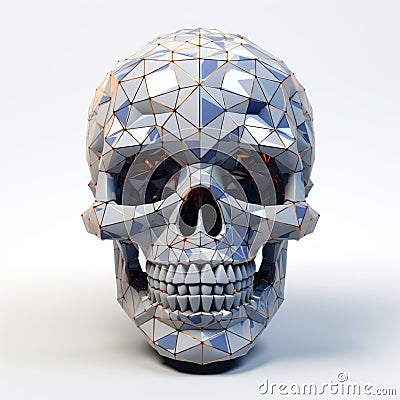 Futuristic 3d Geometric Skull With Metallic Textures Stock Photo