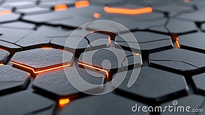 Futuristic 3D Golden Mesh. Computer geometric digital connection structure. Abstract graphene grid. Plexus with Stock Photo