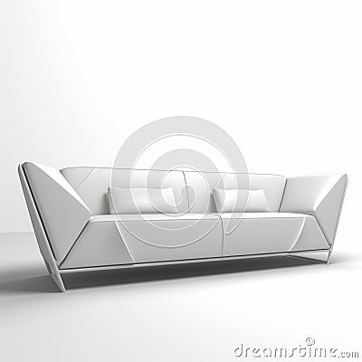 Futuristic 3d Minimal Sofa With Strong Negative Space Stock Photo