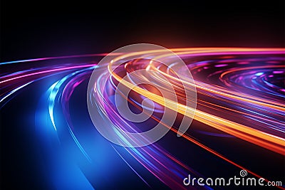 Futuristic 3D motion lines high speed beams, abstract blur background Stock Photo