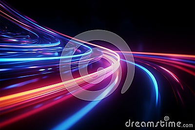 Futuristic 3D motion lines high speed beams, abstract blur background Stock Photo