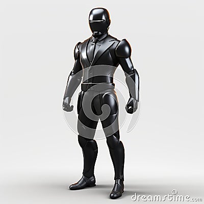 Futuristic 3d Printed Plastic Figure With Black Suit Stock Photo