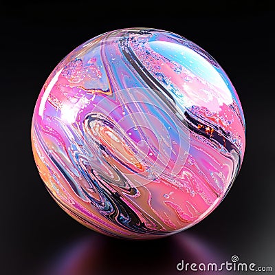 A futuristic 3D rendering of an abstract ball, with a spherical sphere that has a gradient color gradient on black, a Stock Photo