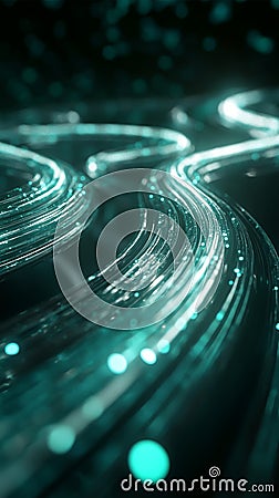 Futuristic Data Pipeline with Glowing Elements Under Abstract Science Concept Stock Photo