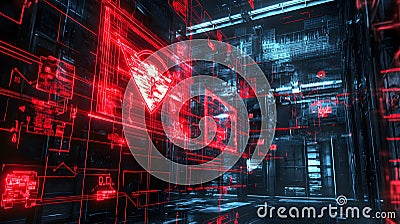 Futuristic data visualization event digital lab visual technology cyber environment close-up viewpoint innovation concept Cartoon Illustration